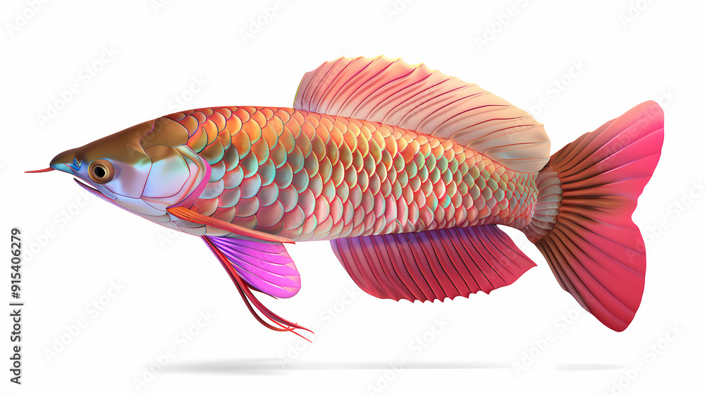 Fototapeta premium 3D Arowana fish in white background vector image
