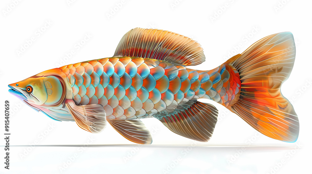 Fototapeta premium 3D Arowana fish in white background vector image