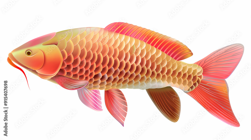 Fototapeta premium 3D Arowana fish in white background vector image