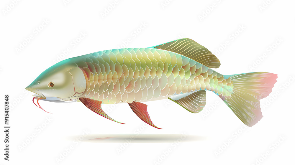 3D Arowana fish in white background vector image 3D Arowana fish in white background vector image