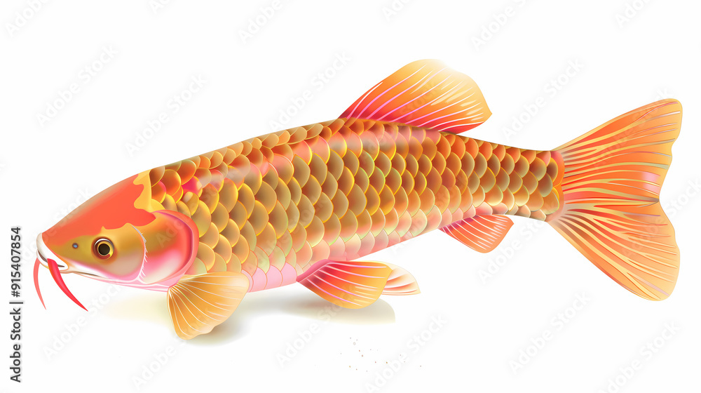 3D Arowana fish in white background vector image 3D Arowana fish in white background vector image
