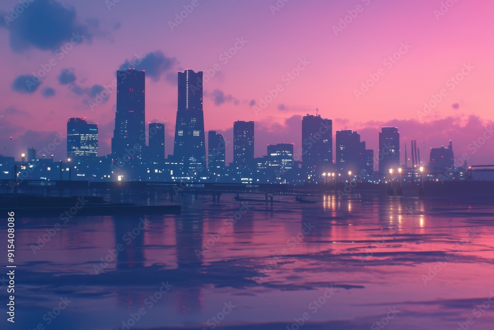 Fototapeta premium Japanese Neon Anime Background