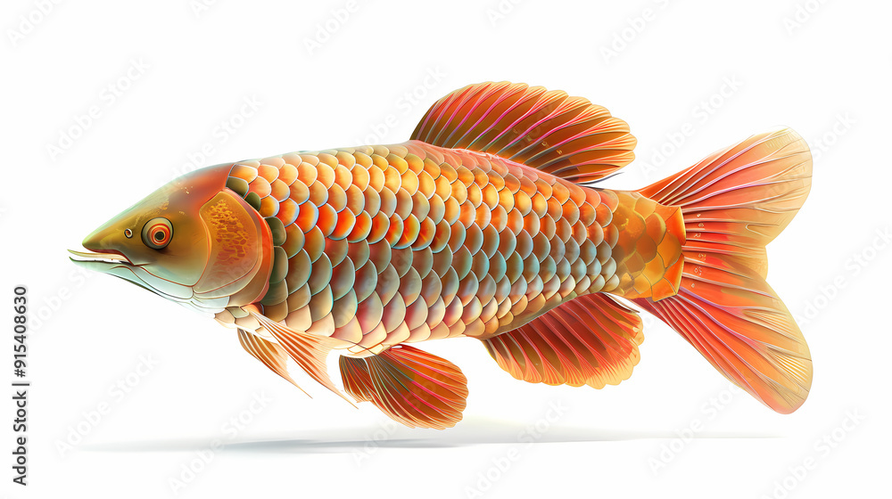 Fototapeta premium 3D Arowana fish in white background vector image