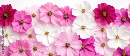 Stunning background of cosmos flowers in pink and white colors. with copy space image. Place for adding text or design