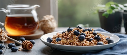 Granola with blueberries on...