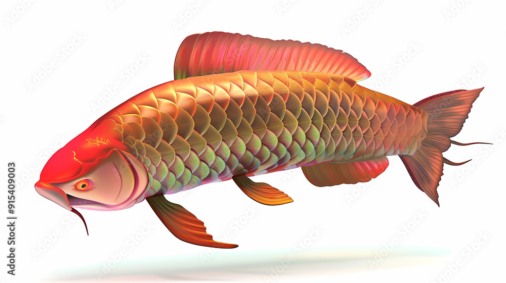 Fototapeta premium 3D Arowana fish in white background vector image