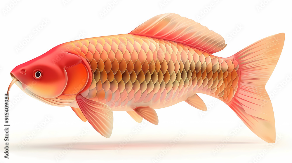 Fototapeta premium 3D Arowana fish in white background vector image