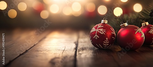 Christmas ornaments on a wo...