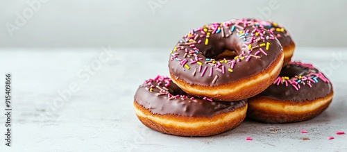 Chocolate donuts on a light...