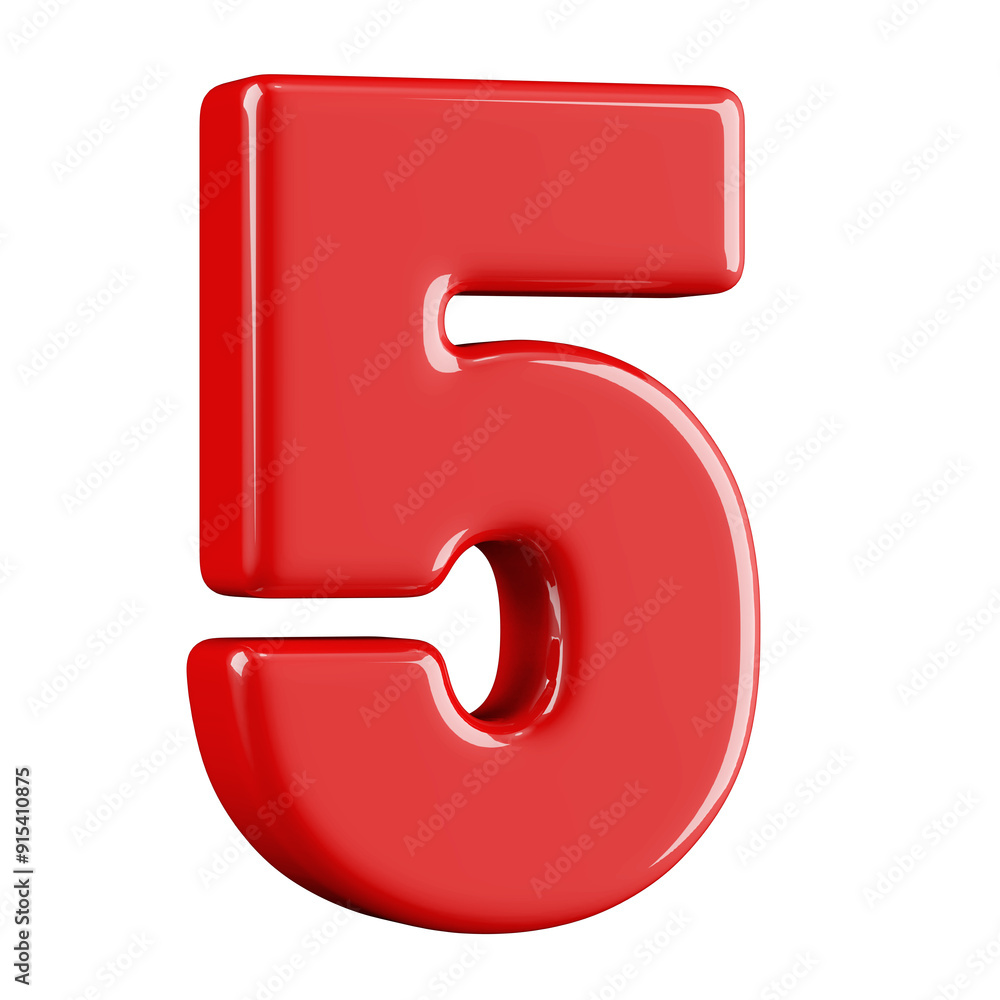 Red 3D Number 5 Red 3D Number 5