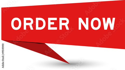 Red color speech banner with word order now on white background