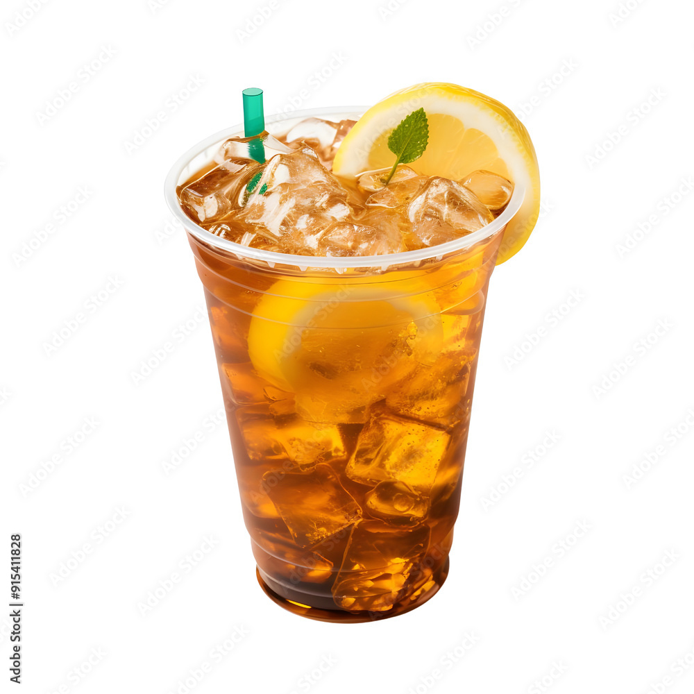Lemon Iced Tea, Chilled tea with added lemon juice and sweetener, in beautiful container, popular beverage, photograph, 4k, single object, isolated on white background. Lemon Iced Tea, Chilled tea with added lemon juice and sweetener, in beautiful container, popular beverage, photograph, 4k, single object, isolated on white background.