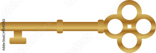 ancient gold key vector. object, symbol, vintage