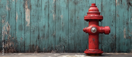 Vintage fire hydrant in red color. with copy space image. Place for adding text or design