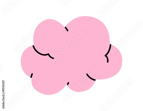 Hand drawn cute cartoon illustration of used chewing gum. Flat vector chewed pink bubble gum, environmental pollution doodle style. Food waste. Dental hygiene. Ecology sticker, icon or print. Isolated