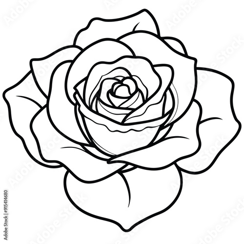 Hand-drawn rose vector Illustration and simple black rose outline or line art