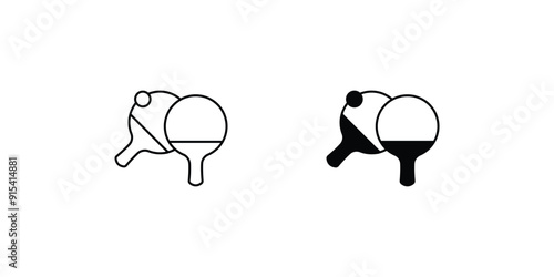 ping pong  set icon with white background vector stock illustration