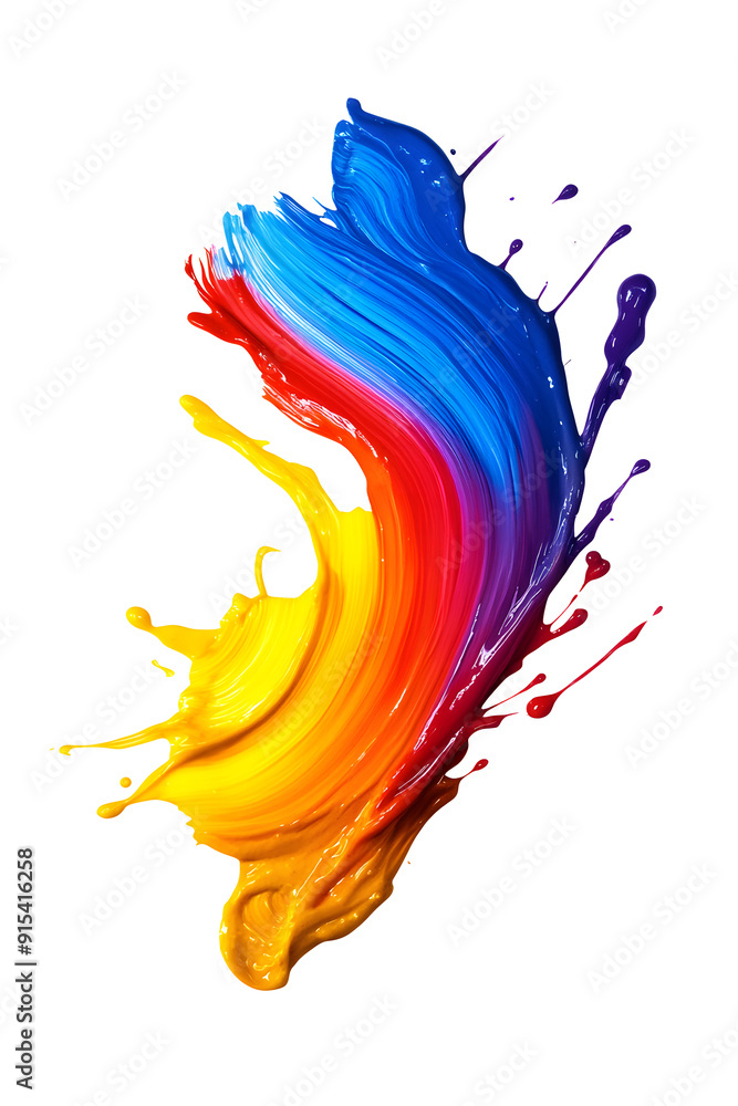 Fototapeta premium Dynamische Farbexplosion: Abstrakter Pinselstrich in lebendigen Regenbogenfarben