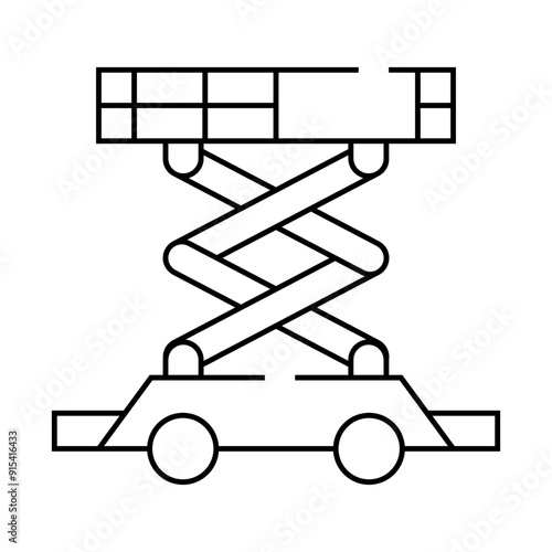 scissor lift line icon vector. scissor lift sign. isolated contour symbol black illustration