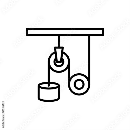 Pulley system icon or logo isolated sign symbol vector illustration. Isolated on white background.