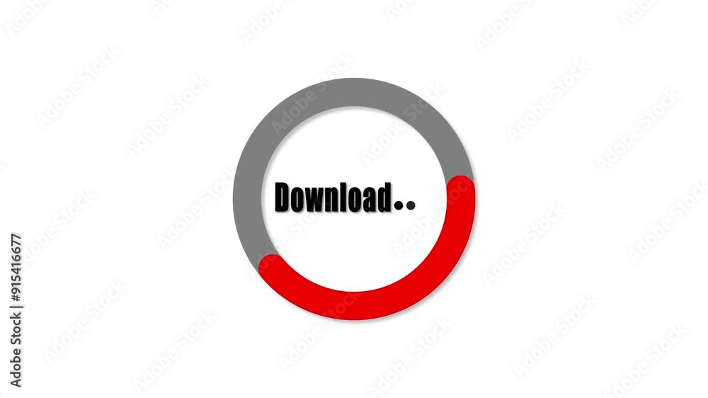 Downloading progress with red circle animated on a white background.
Downloading progress with red circle animated on a white background.