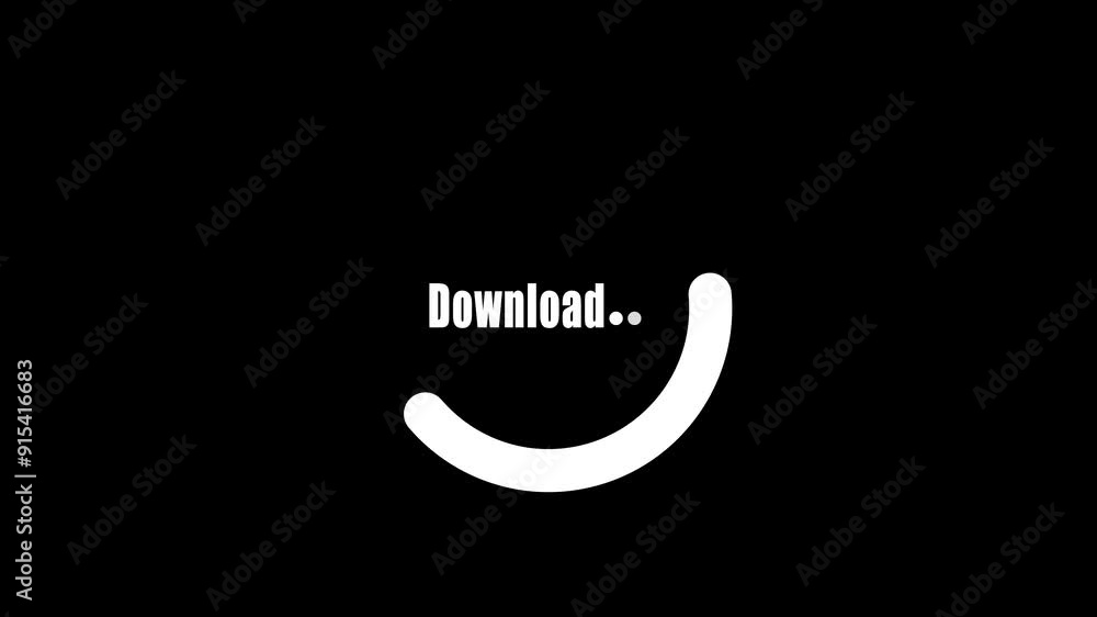 Downloading progress animated with on a black background. Downloading progress animated with on a black background.