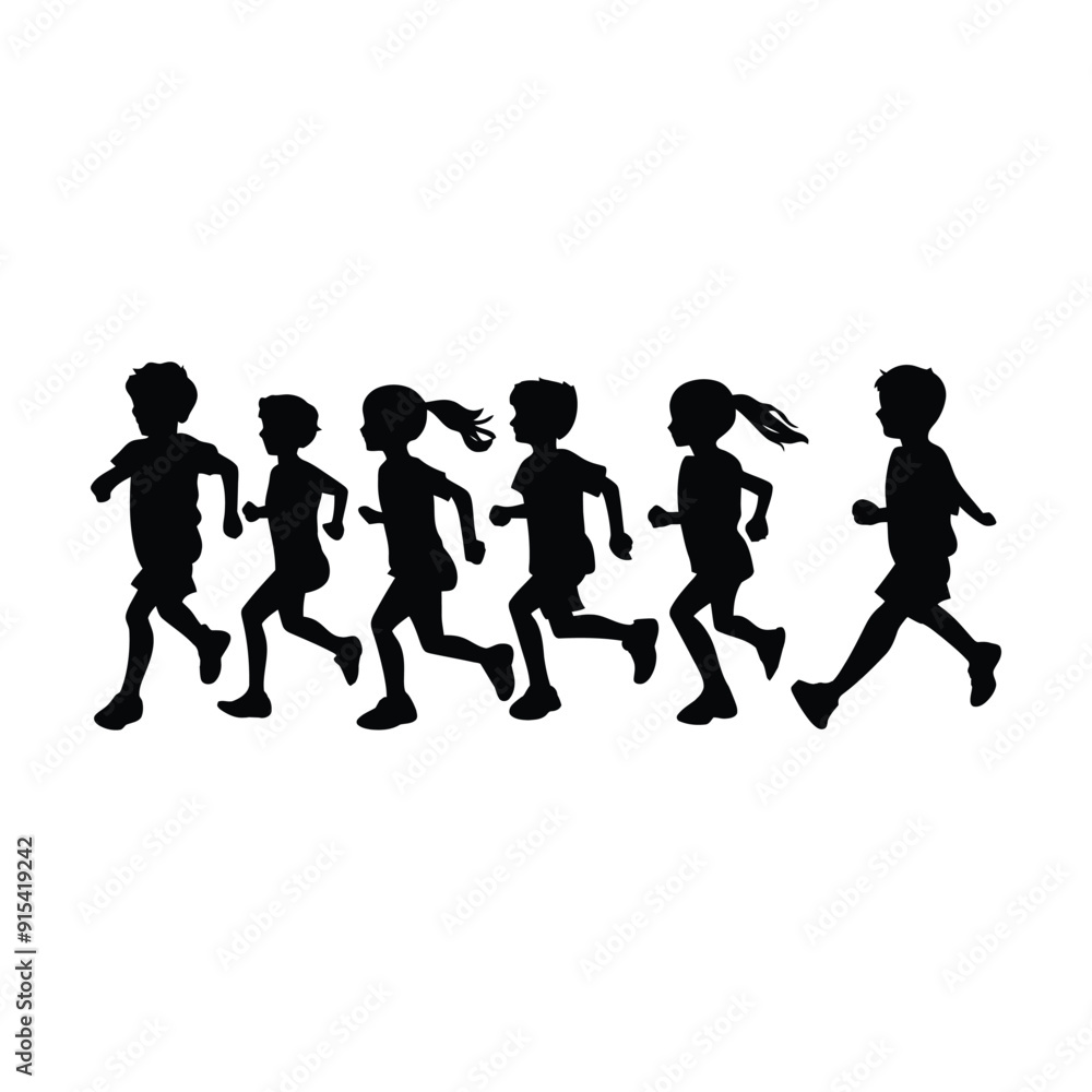 Silhouettes of a running children vector illustration, silhouettes of a running children vector illustration, Little children running silhouette vector illustration Silhouettes of a running children vector illustration, silhouettes of a running children vector illustration, Little children running silhouette vector illustration