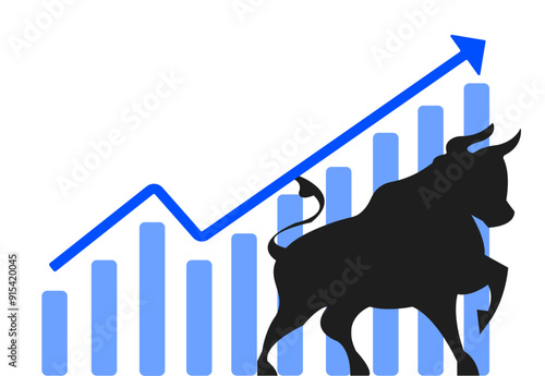 Stock market bull arrow up illustration
