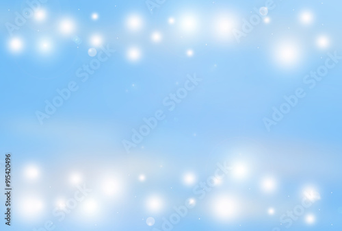 Soft Sparkling Lights on blue Holiday Background