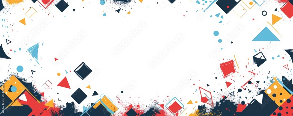 Obraz premium flat vector illustration. frame of geometric shapes on the edges and empty space in the middle on a white background