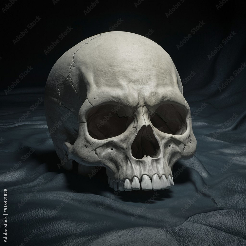 Fototapeta premium Human skull image, Human skull on dark background