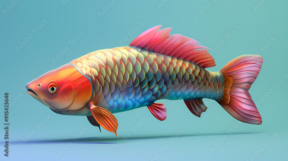 Fototapeta premium 3D Arowana fish in white background vector image