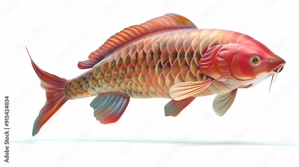 3D Arowana fish in white background vector image 3D Arowana fish in white background vector image