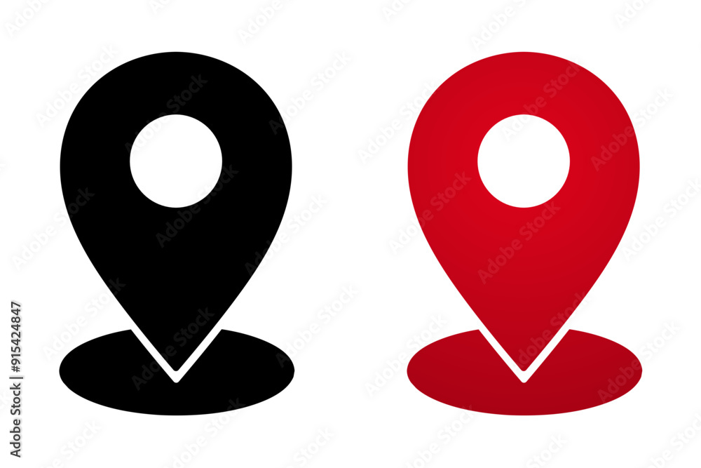 Black and red location icons Black and red location icons