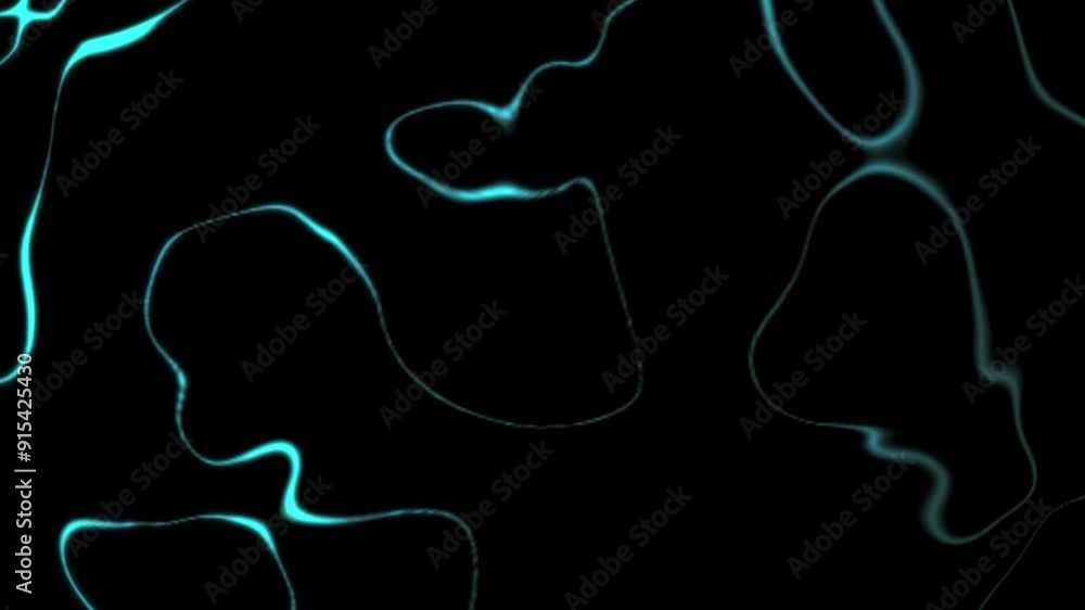 a spreading layer of water, shimmering with blue tints on a black background