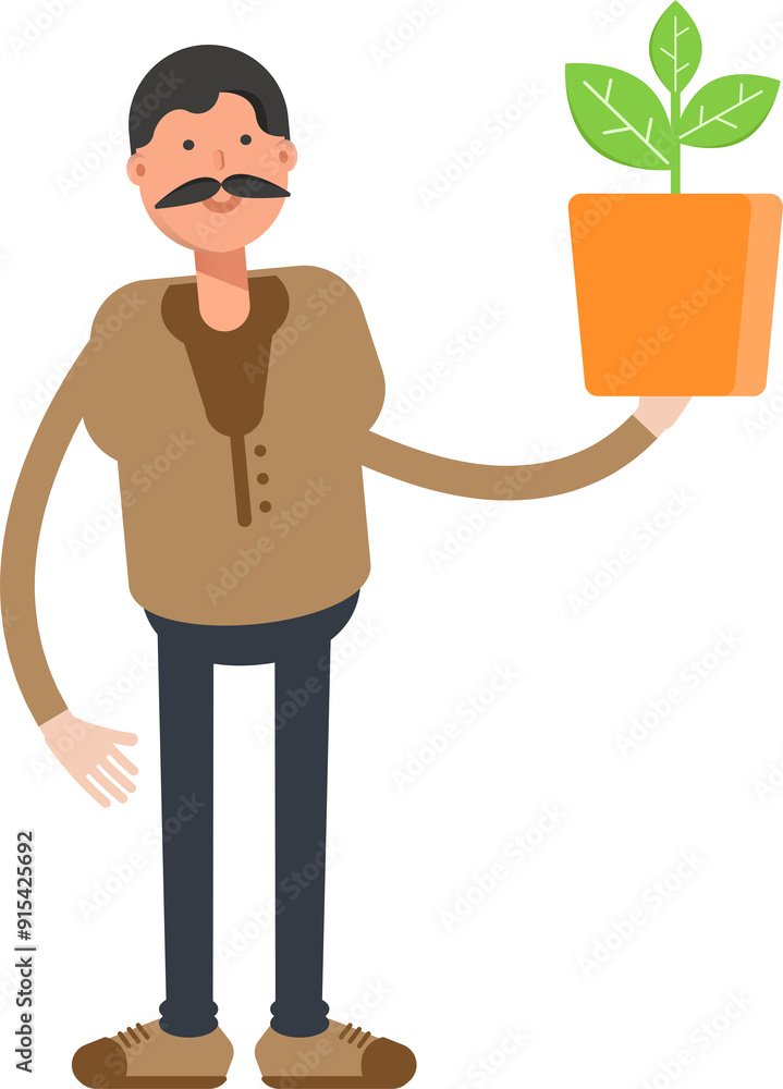 Old Man Character Holding Plant Pot
Old Man Character Holding Plant Pot