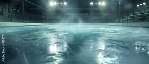 Wallpaper Mural Professional ice rink sport arena.Hockey stadium with spotlights, steam. Ice textured background. Sport banner with copy space. Generative ai.	 Torontodigital.ca