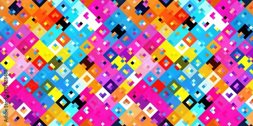 Ditzy pixel abstract rainbow seamless border pattern backdrop. Modern playful variegated repeating graphic design for kids, textile and home decor trim edge. 