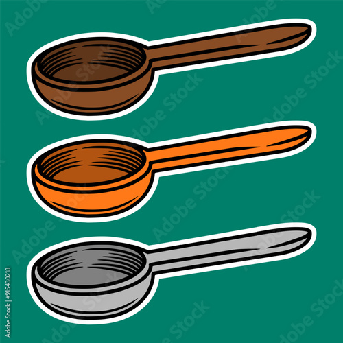 Coffee Spoon Doodle Sticker Illustration