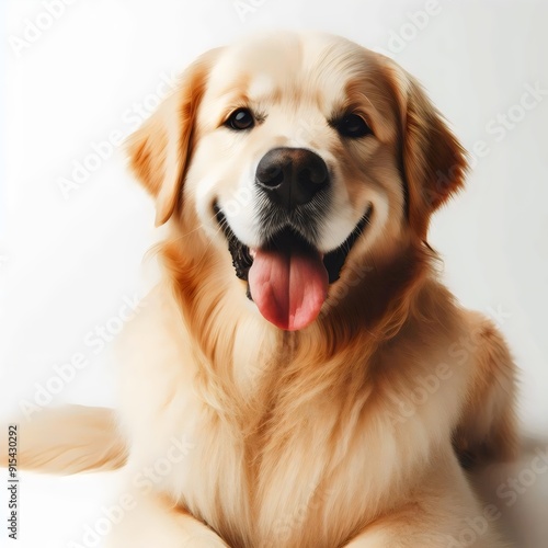 portrait of a golden retriever isolated on white background