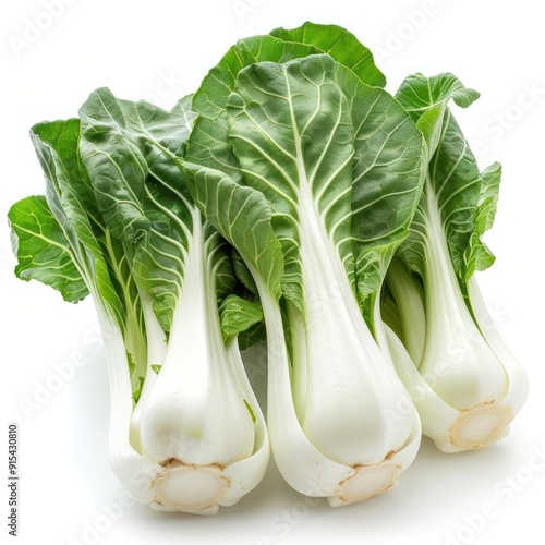 Green vegetable buds on white background.