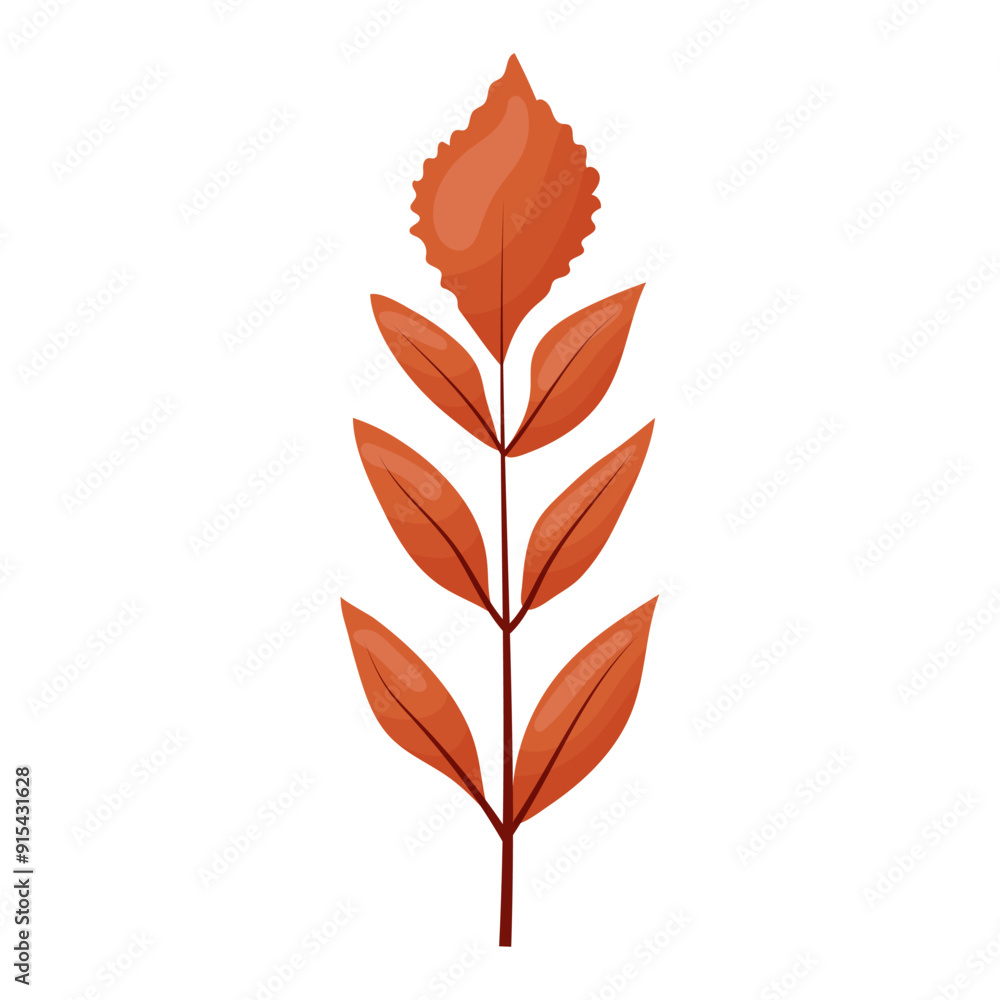 autumn colored bright leaf highlighted on a white background. vector illustration autumn colored bright leaf highlighted on a white background. vector illustration