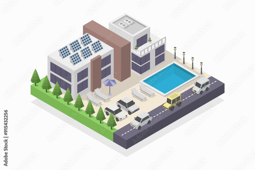 Modern house isometric Modern house isometric