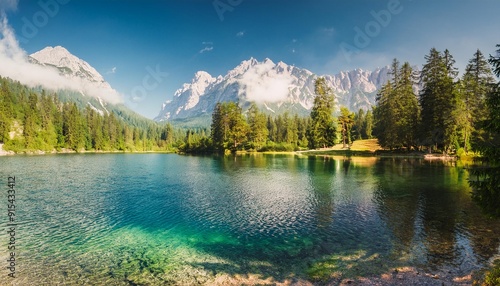 Crystal clear lake in the mountains