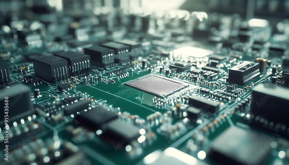 Close-Up of Finished Circuit Boards with Pristine Solder Joints in Factory Lighting Close-Up of Finished Circuit Boards with Pristine Solder Joints in Factory Lighting