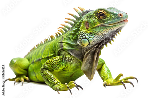 Green Iguana white background. AI GENERATED