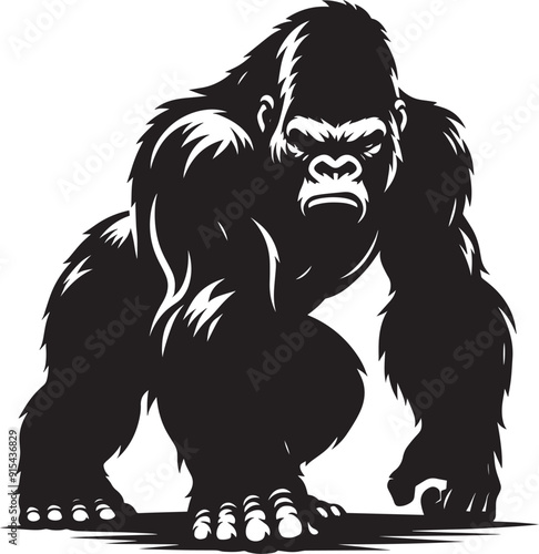 Angry Gorilla Silhouette isolated on white background Minimalist gorilla vector shape