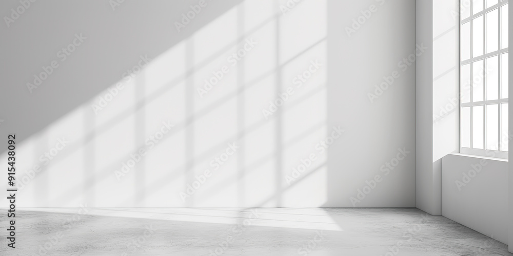 White Room with Window and Sunlight Shadow. White Room with Window and Sunlight Shadow.
