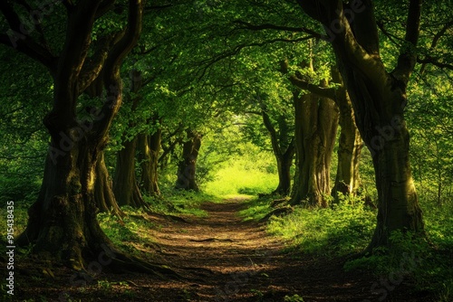 Forest, tree-dwelling ecosystem in the wilderness photo