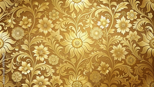 Gorgeous wallpaper featuring a pattern of gold-toned flowers, luxurious, elegant, wallpaper, floral, gold, design, decoration